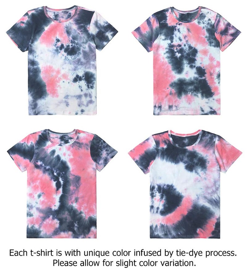 ROSEPARK Women Tie Dye Graphic Tee Shirts Cute Tops Grey Red X-Large - Image 3